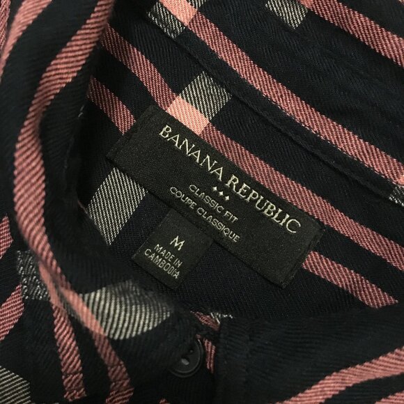 Banana Republic Blue Pink & White Plaid Button Down Shirt - Picture 9 of 15